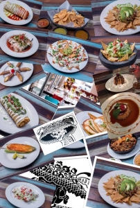 A variety of Mexican food dishes.