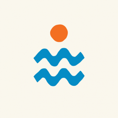 Local Tide logo - orange sun above blue wavy lines of the ocean