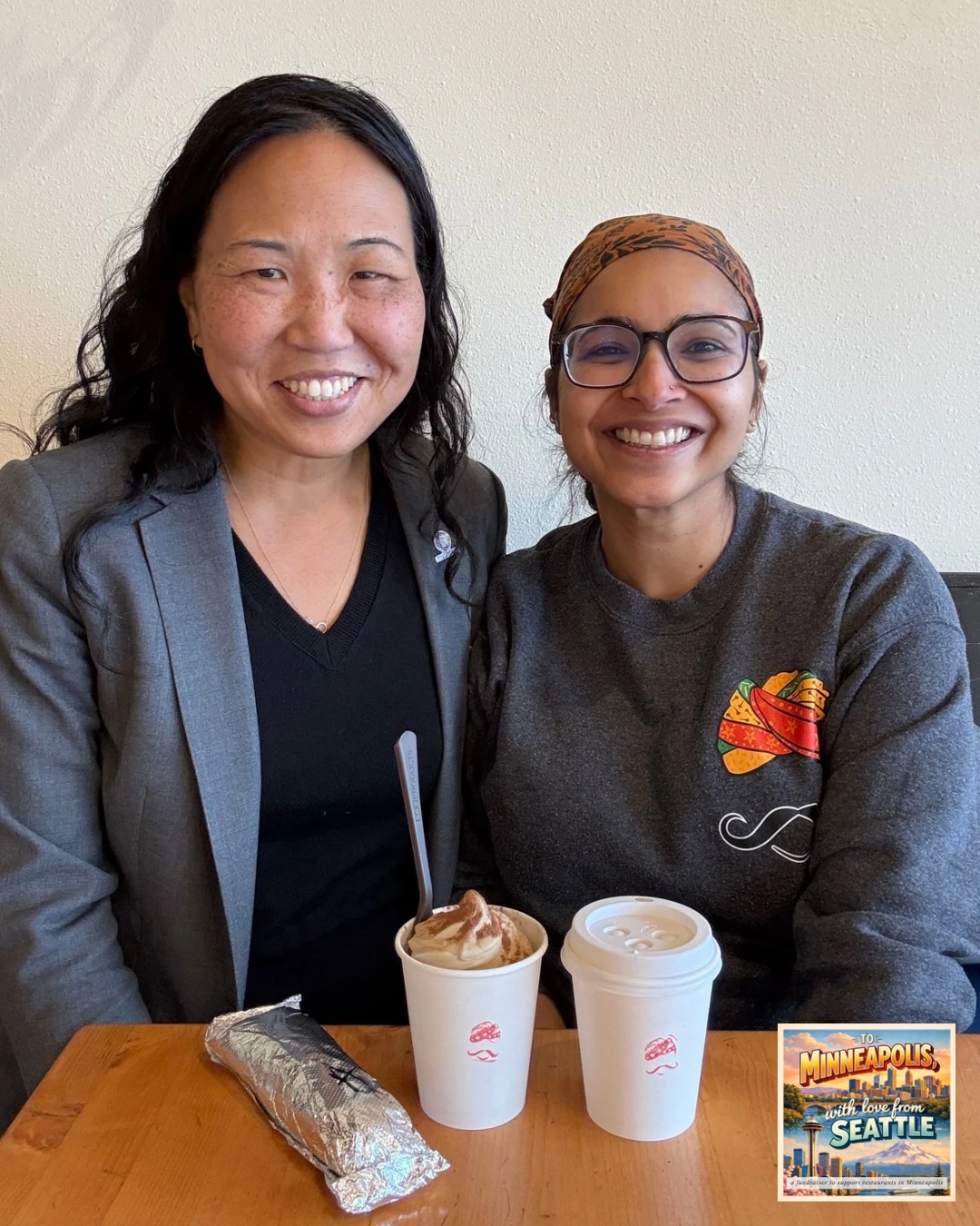 To Minneapolis, with love from Seattle ❤️
Showing up in solidarity and support for Seattle small businesses contributing funds to support Twin Cities small businesses and immigrant communities!
1️⃣ Laura x Aakanksha, co-owner of @spicewaala
2️⃣ Kylie x Mahmoud, co-owner of @mintish_coffee
Both businesses are donating a percentage of total sales!
3️⃣ Check out the growing list of participating small businesses each of whom is making financial contributions to small businesses in Minneapolis-St.Paul
Bonus: Intentionalist is increasing our Twin Cities e-gift card matching pool to $2500 and we’re continuing to try to raise additional funds to be able to match as much of the inspiring small business contributions as possible!
Eat-Drink-Shop #SpendLikeItMatters
#seattlesmallbusiness #seattlefoodie #mainstreetmatters