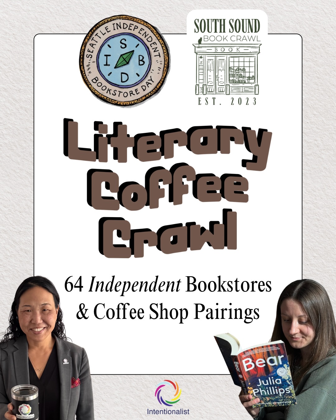 Independent Bookstore Day is tomorrow! Intentionalist is here to keep you caffeinated as you explore bookstores all week long ☕️🧭📖

Here’s a list of some independent bookstore & coffee shop pairings to make your adventures a bit more intentional! Happy exploring 🗺️

⭐️ @seattlebookstoreday
🌊 @southsoundbookcrawl 

#SpendLikeItMatters  #SmallBusinessEveryday #IndependentBookstoreDay