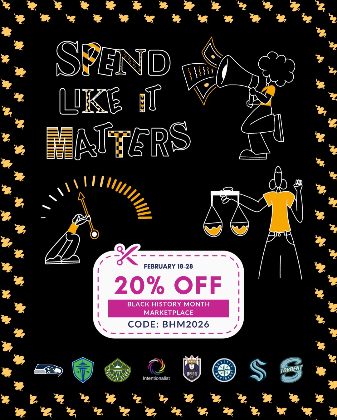 #SPENDLIKEITMATTERS & SAVE ✨

Thanks to the generous support of our partners, enjoy a special 20% DISCOUNT on ALL gift certificates and products from Black-owned businesses in our #BlackHistoryMonth Marketplace!

Stock up on gift certificates and items from your favorite businesses, or try something new! Either way, enjoy 20% off your purchase. Use code “BHM2026” at checkout.

Head to our Black History Month Marketplace (link in our bio) for big savings through the end of the month.

⭐️ ⁠⁠Bonus: The cost of discounts are always covered by our partners so that it NEVER impacts the bottom line of participating businesses.

🎨: @mommalipsdraws