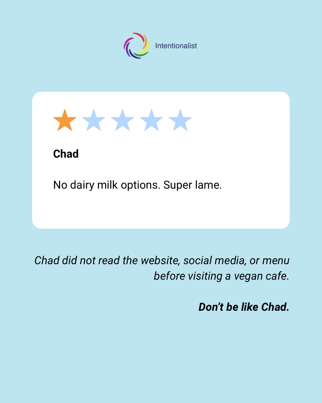 Small businesses: What’s the strangest review you’ve ever gotten?

This is everyone’s reminder to take a breath and be kind ❤️ We could all use it right now.

Did you know: You can leave recommendations for small businesses on Intentionalist.com, but not reviews. Good vibes only over here!

#SpendLikeItMatters  #SmallBusinessEveryday #seattlefoodie #bekind