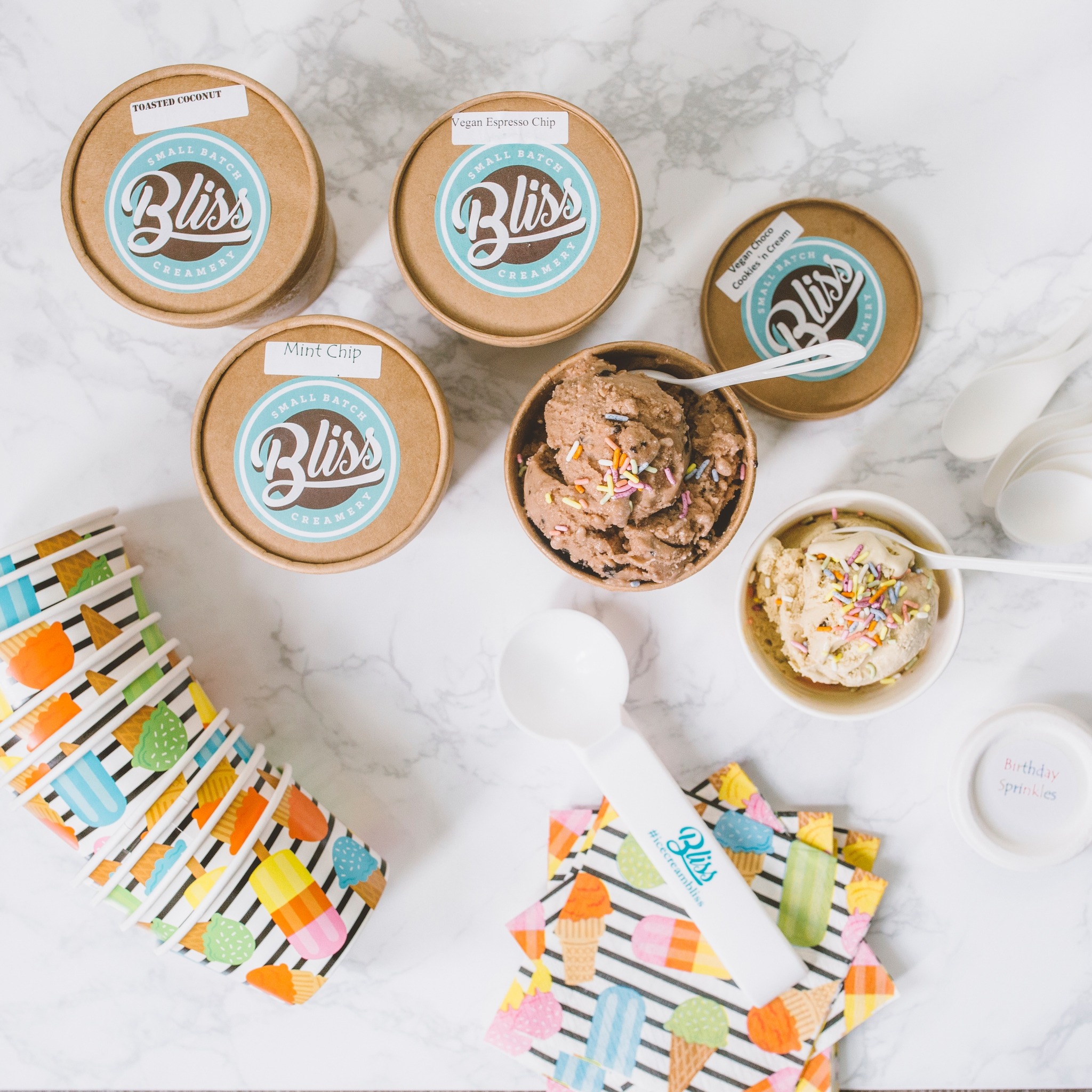 Packaged ice cream from Bliss Small Batch Creamery