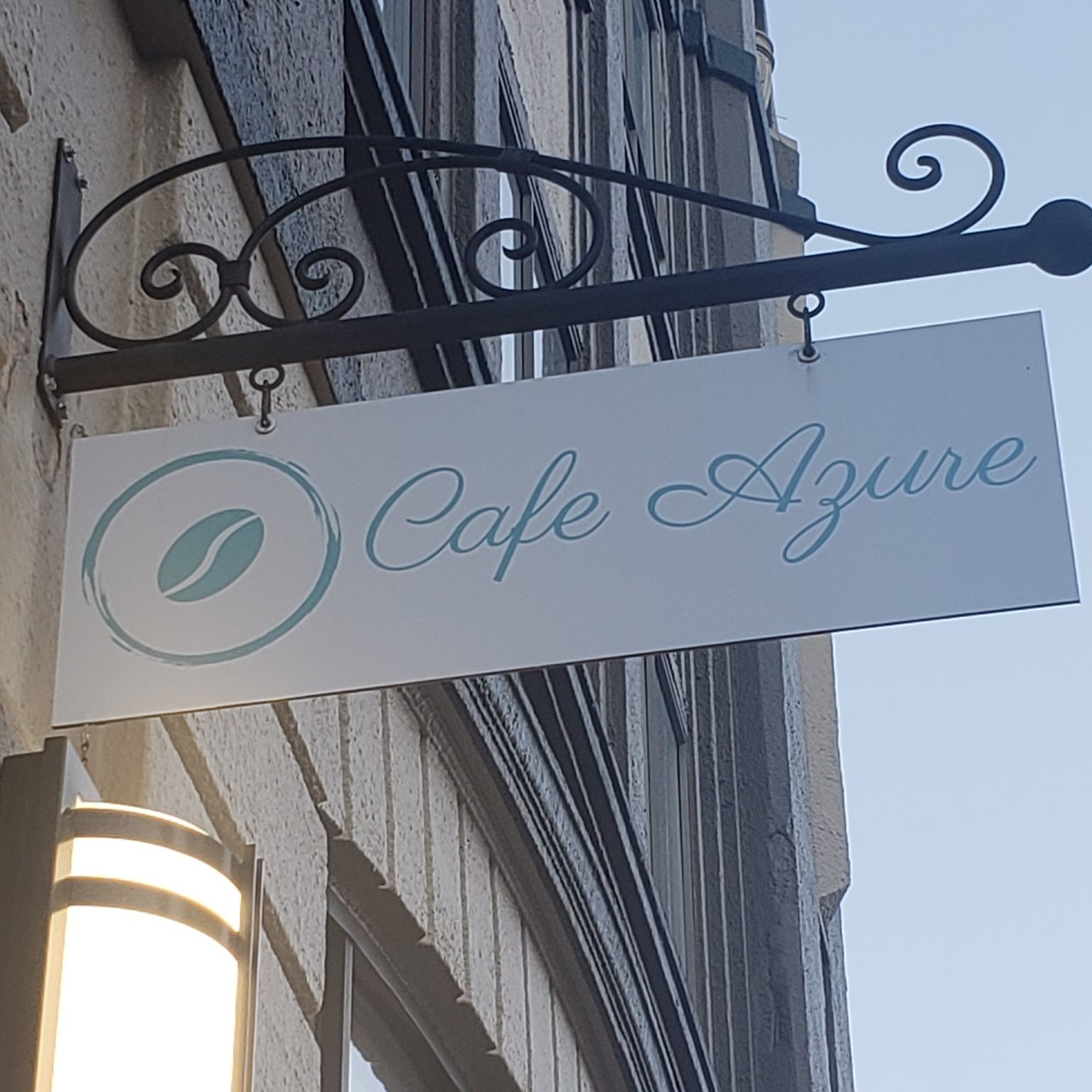The sign outside Cafe Azure