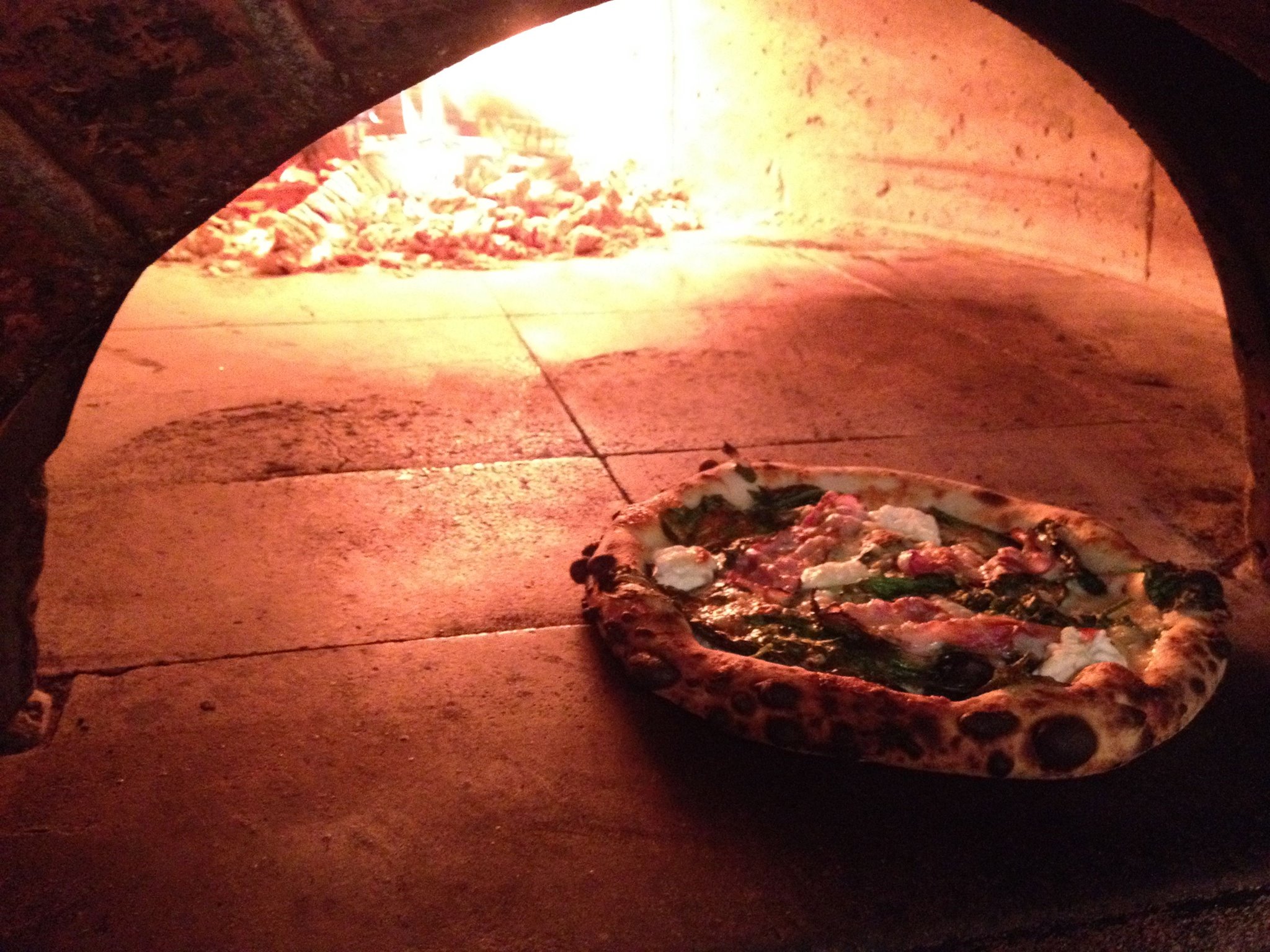 Woodfire pizza oven at Lovely's Fifty Fifty