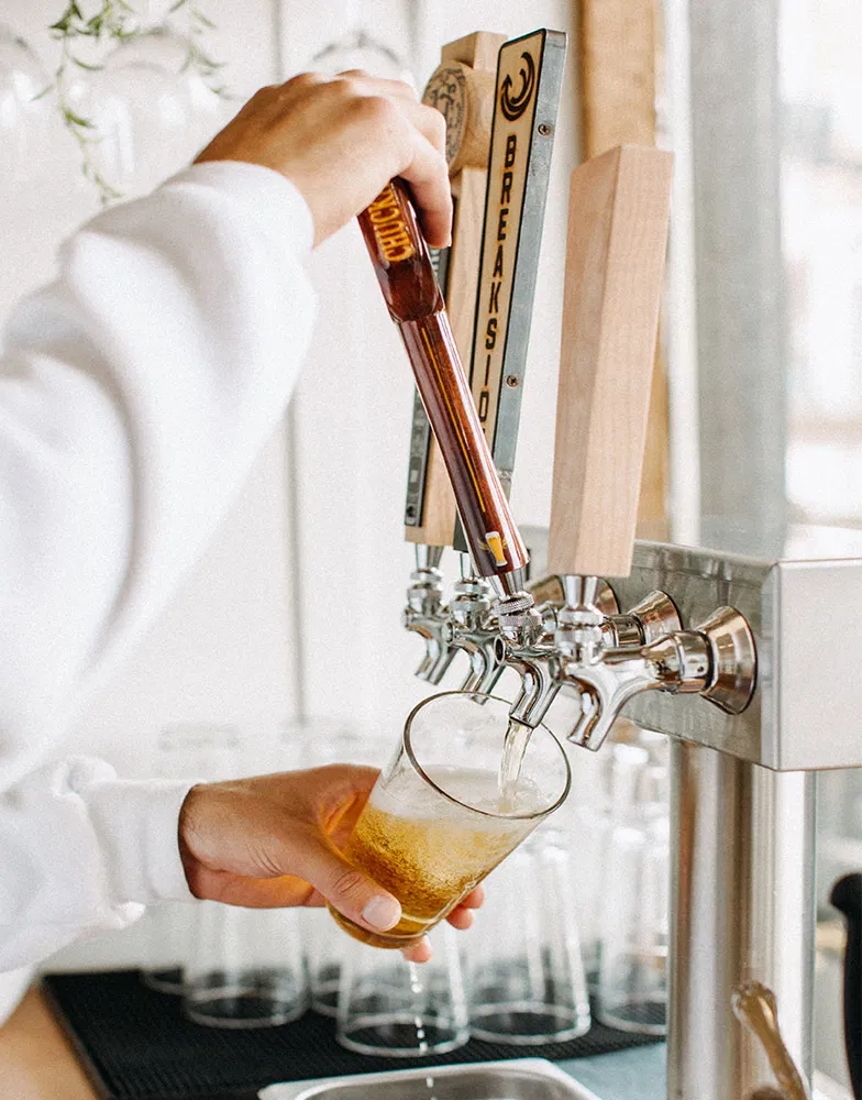 Beer on tap at cafe