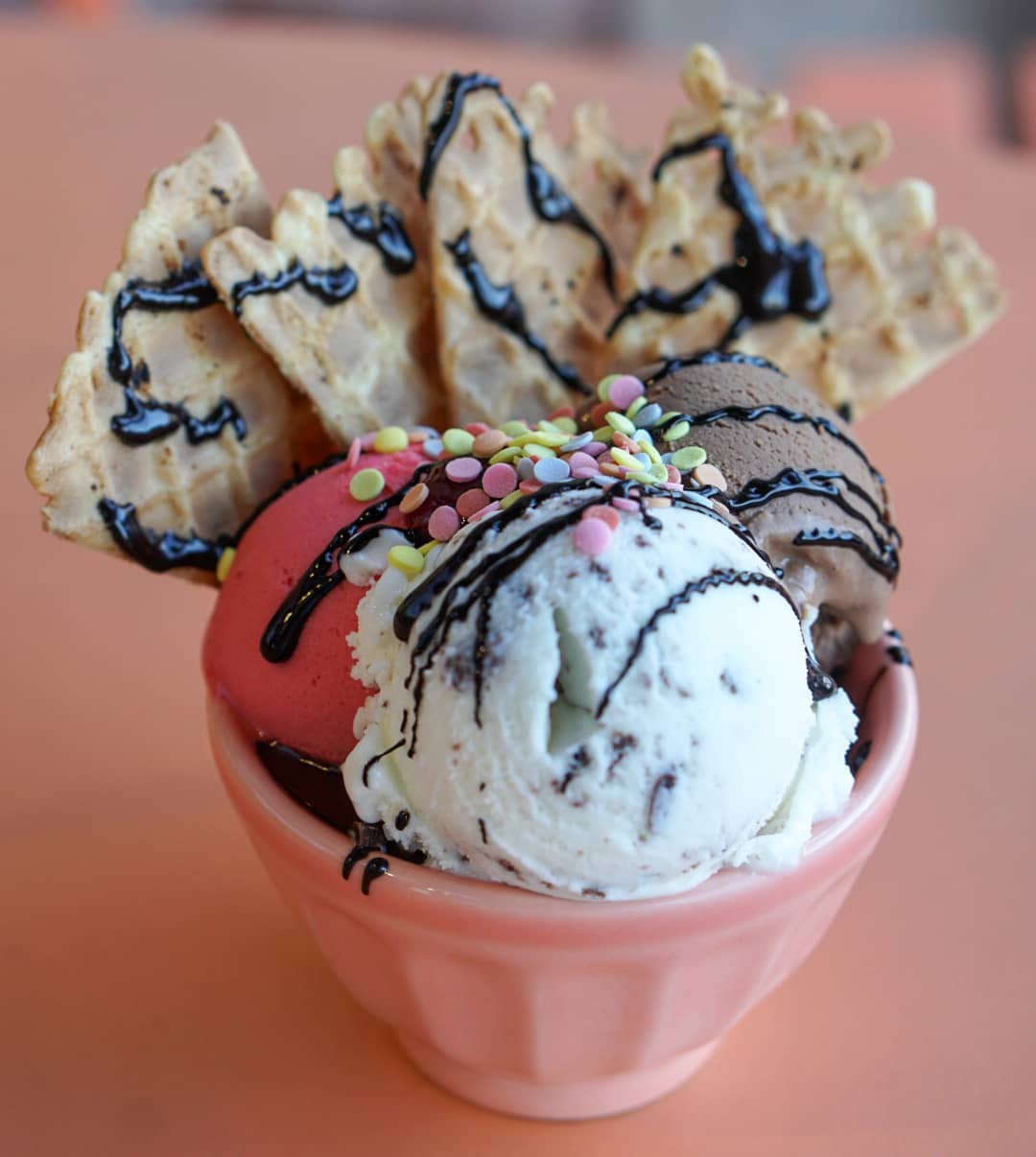 A bowl of ice cream from Fainting Goat Gelato