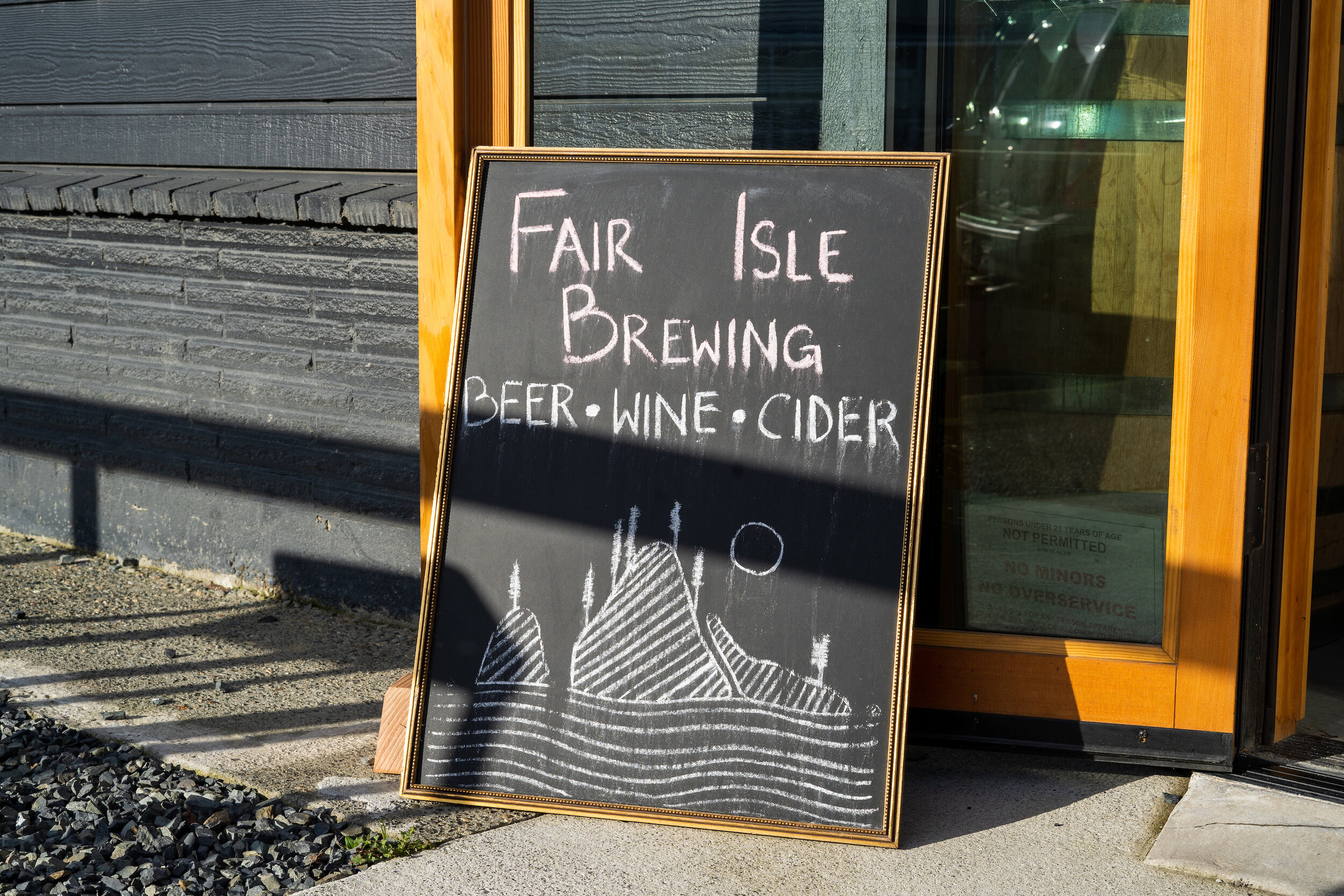 Chalk sign outside brewery