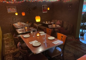 Interior and seating of restaurant
