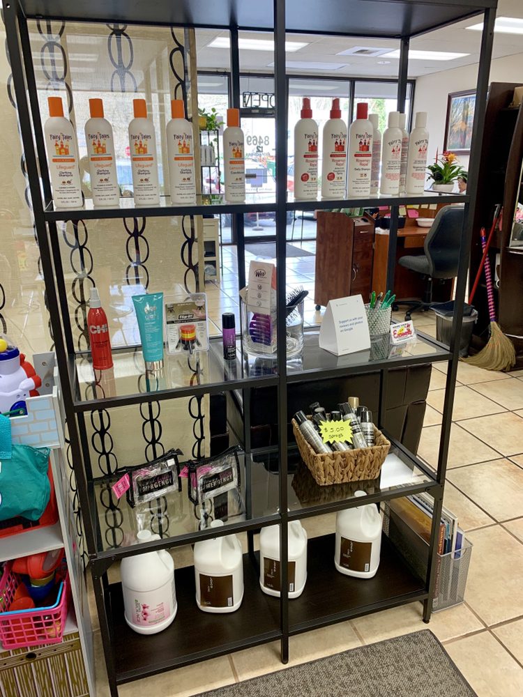 Products on display in salon
