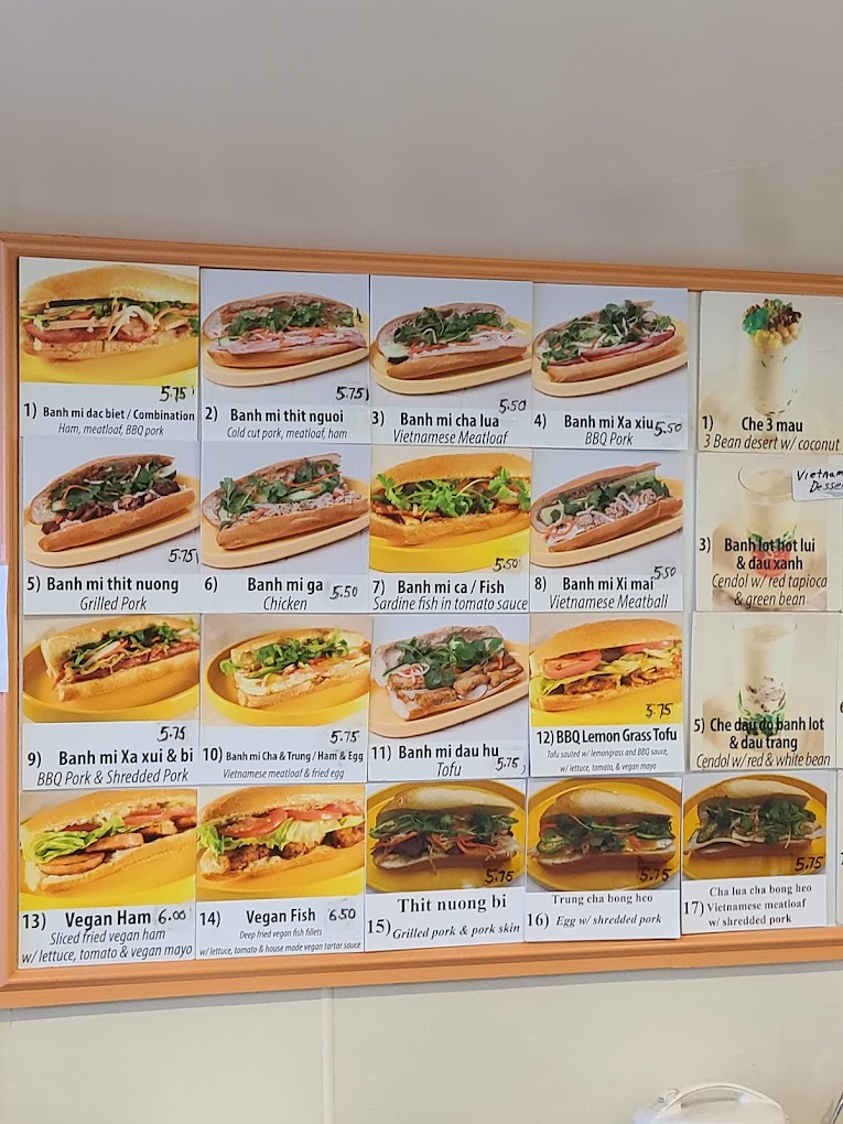 My's Vietnamese sandwiches menu