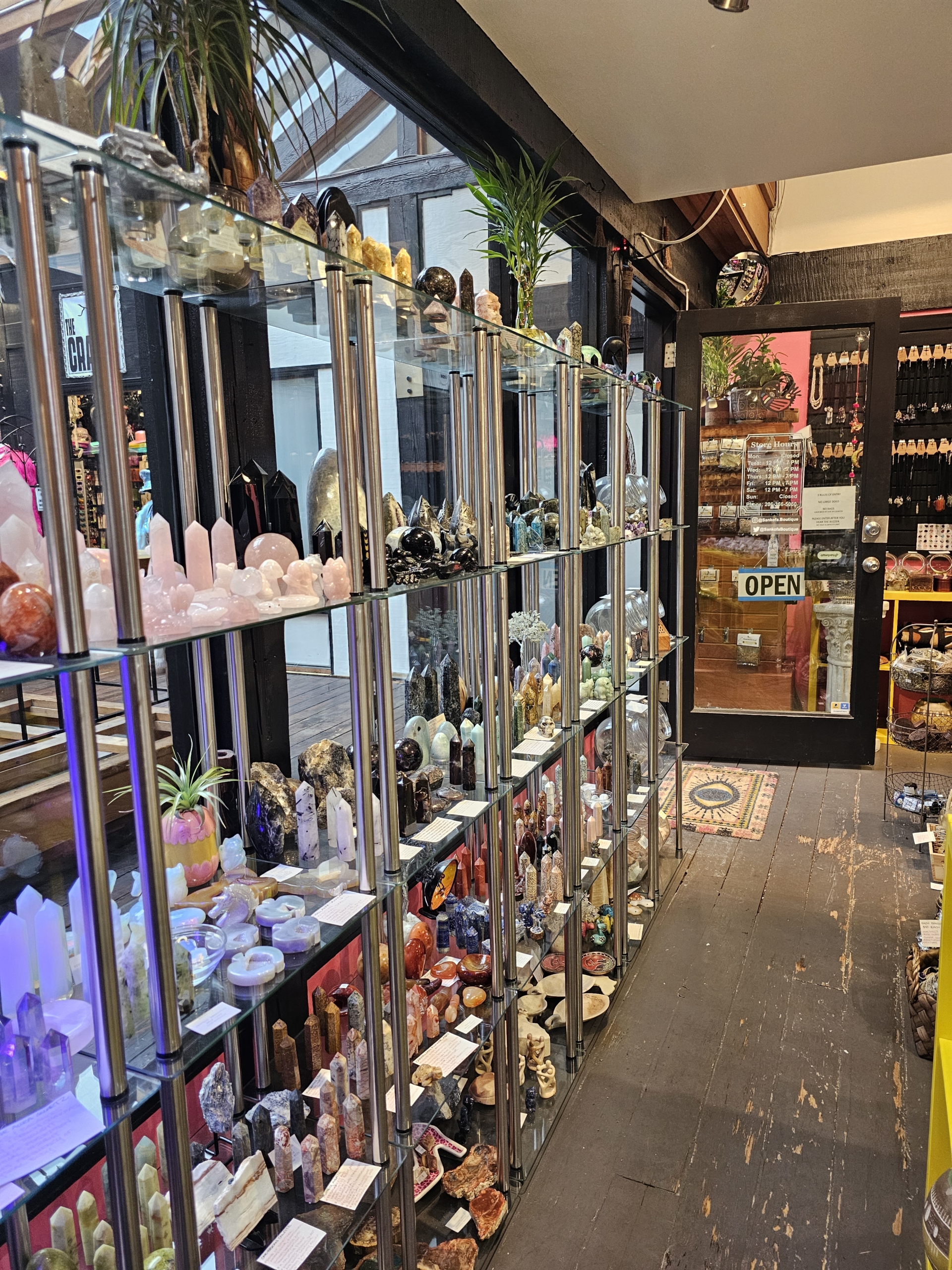 Sankofa boutique crystal shelves