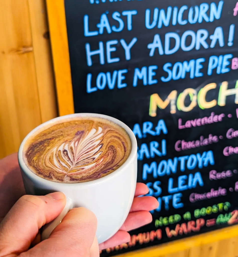 Distant Worlds Coffeeshop Unicorn lattee