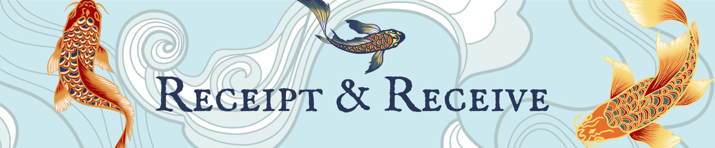 AANHPI Heritage Month artwork featuring koi fish with the text Receipt & Receive